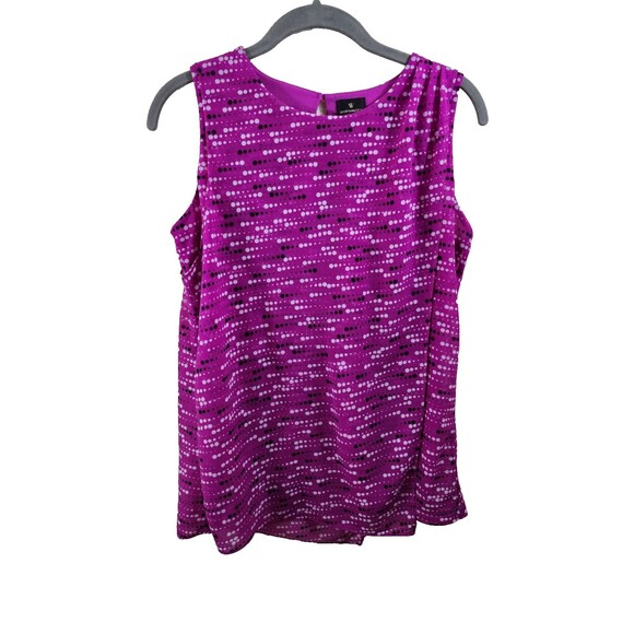 Worthington Womens S Purple Polka-dot Sleeveless Round Neck Blouse - Picture 1 of 7